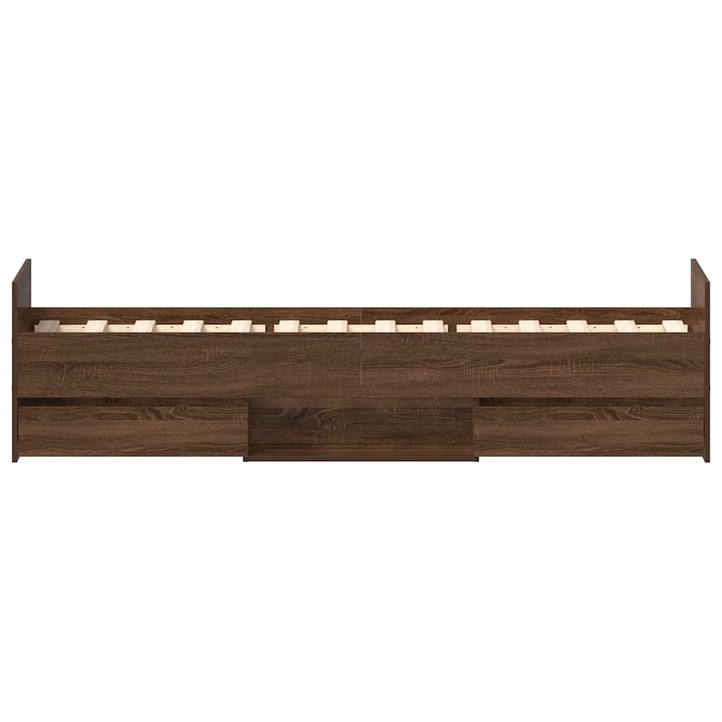 Bettgestell mit Kopf- und Fußteil Braun Eichen-Optik 90x200 cm