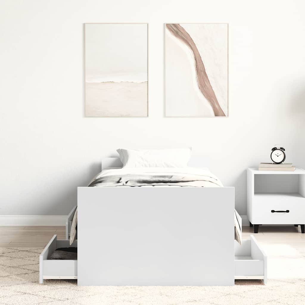 Bettgestell mit Kopf- und Fußteil Weiß 90x190 cm