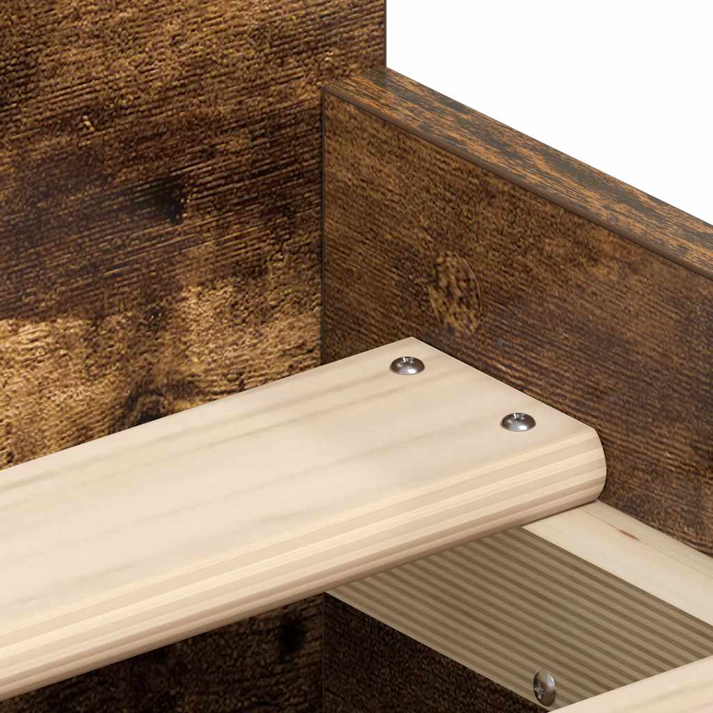 Bettgestell mit Kopf- und Fußteil Räuchereiche 90x190 cm