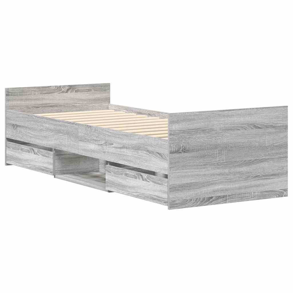 Bettgestell mit Kopf- und Fußteil Grau Sonoma 90x190 cm