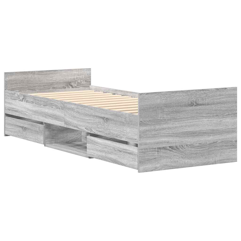 Bettgestell mit Kopf- und Fußteil Grau Sonoma 90x190 cm