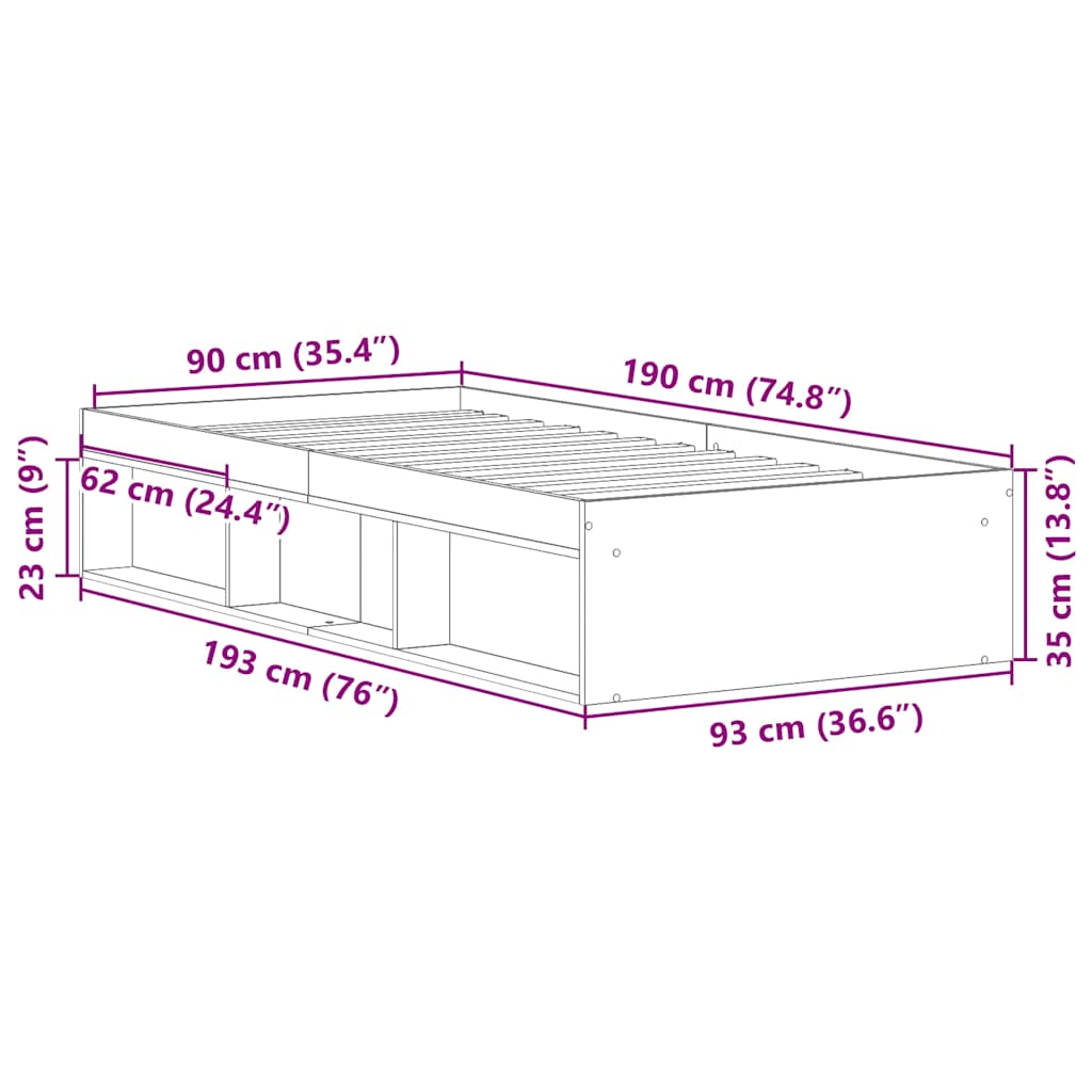 Bettgestell Weiß 90x190 cm