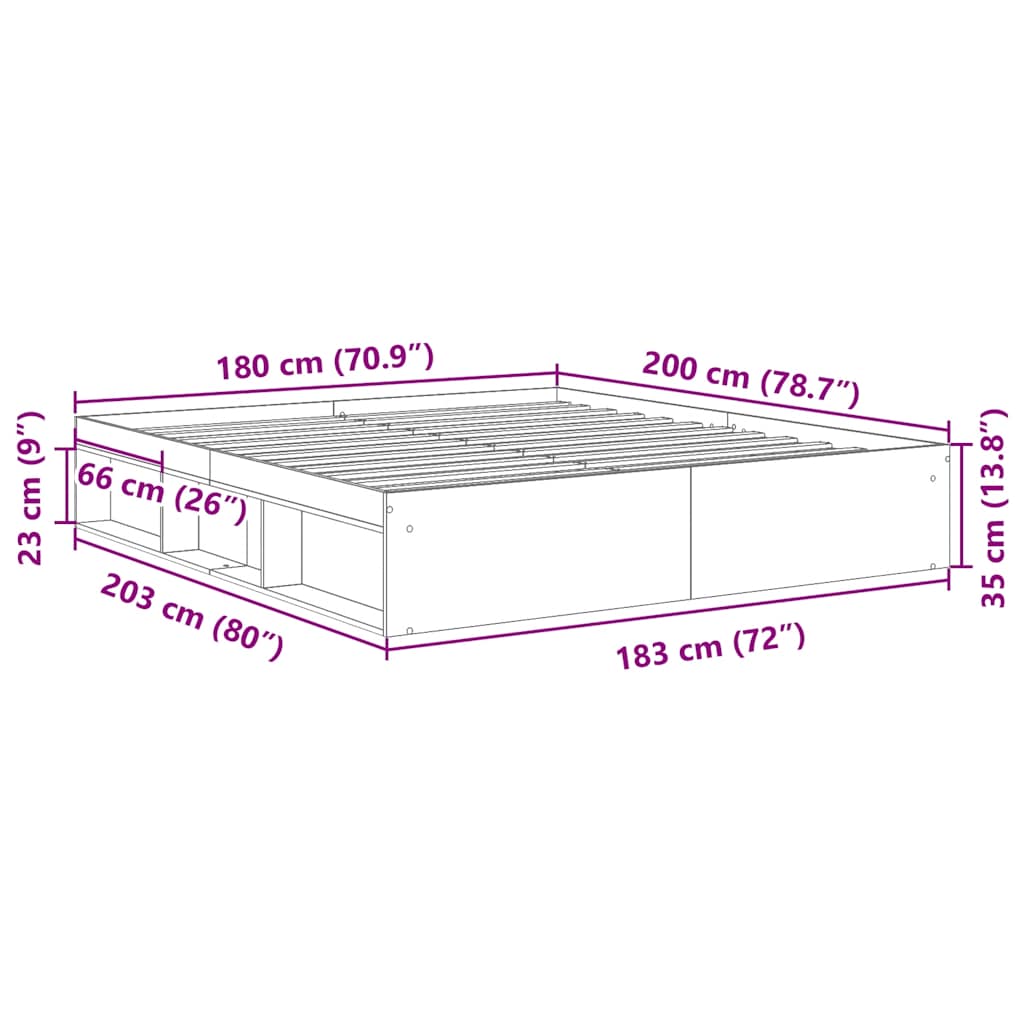 Bettgestell Betongrau 180x200 cm