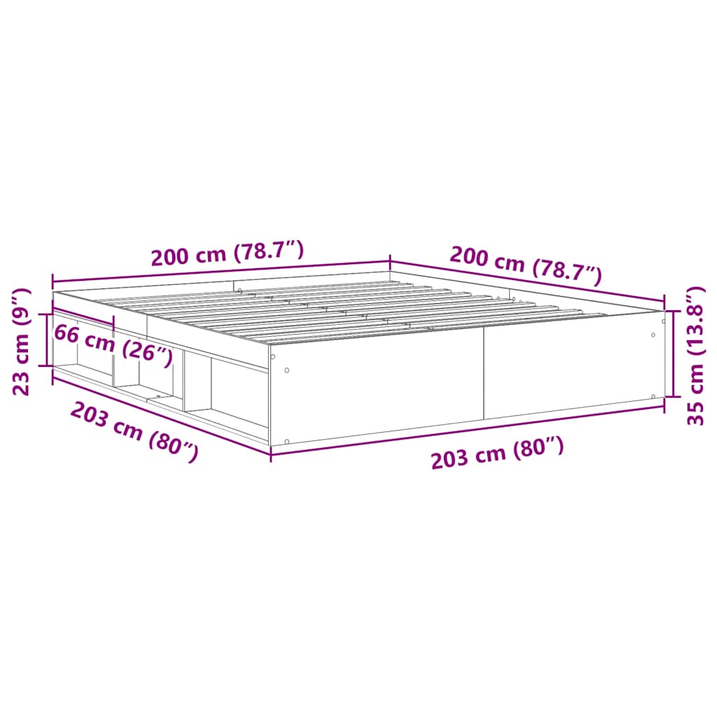 Bettgestell Weiß 200x200 cm