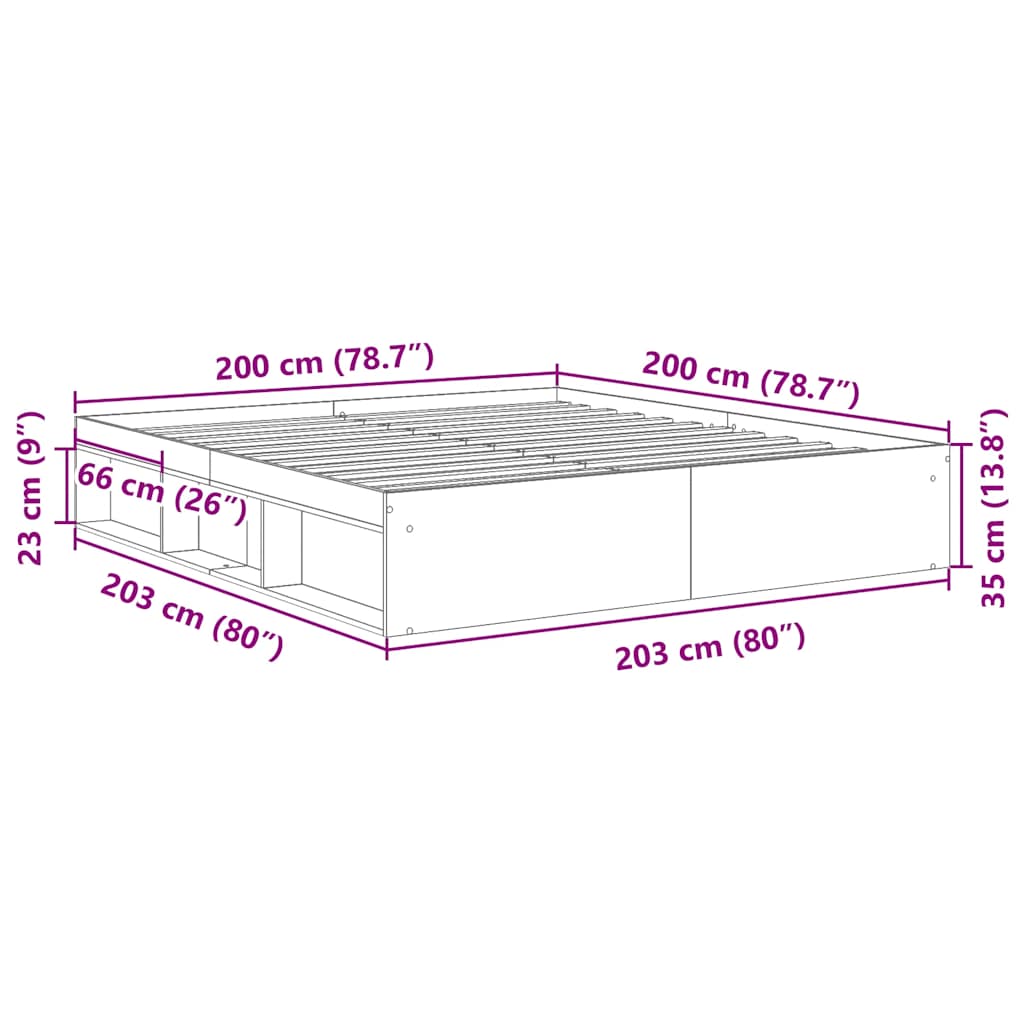 Bettgestell Schwarz 200x200 cm