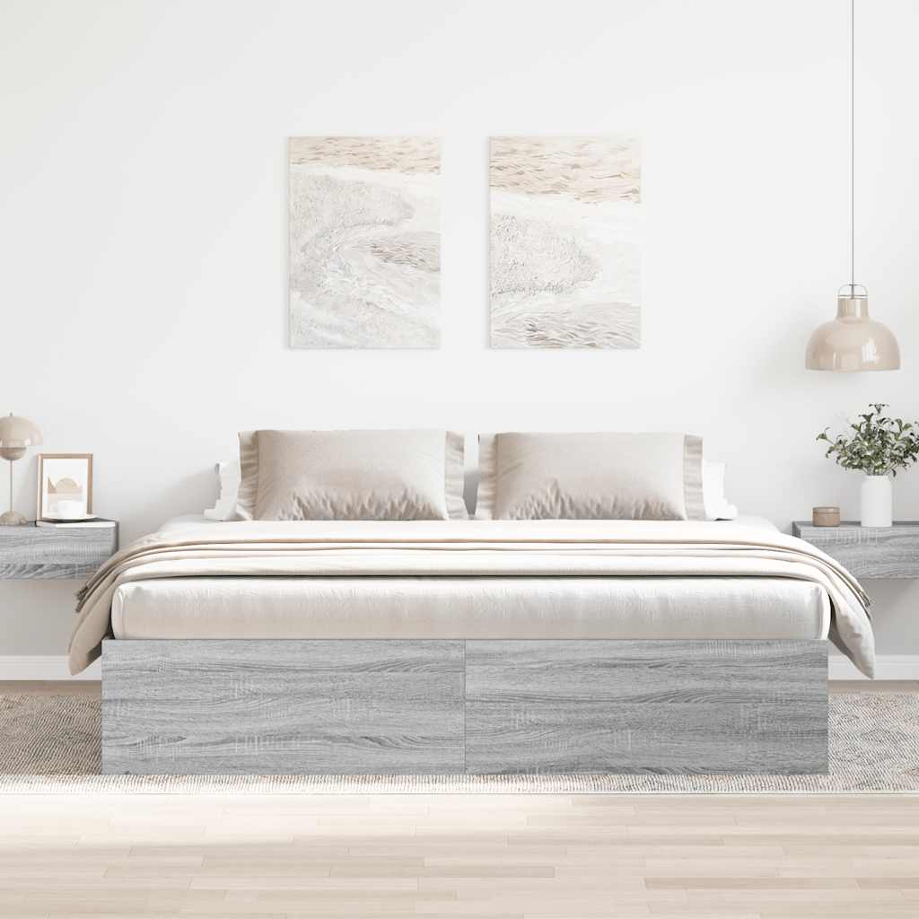 Bettgestell Grau Sonoma 200x200 cm