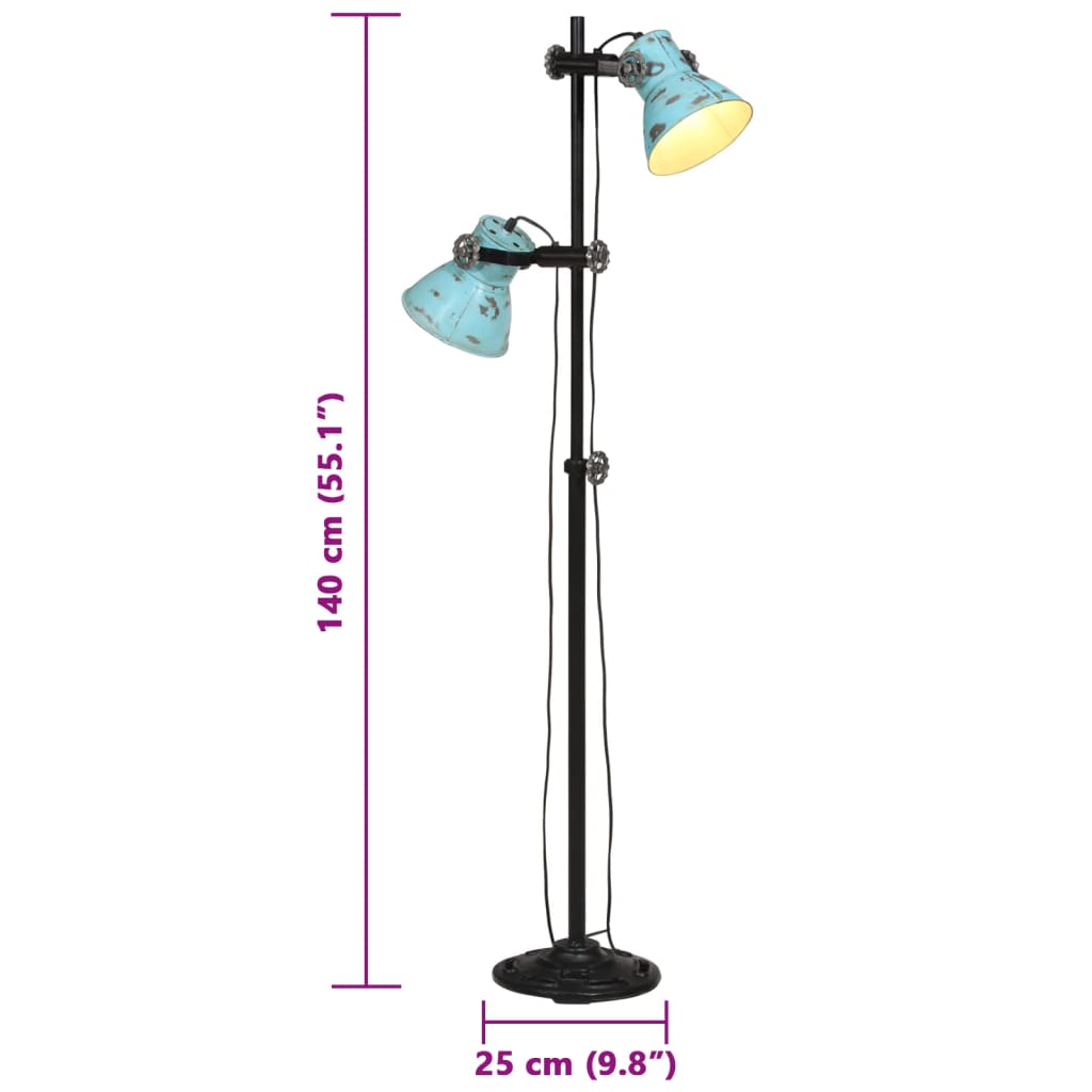 Lampadaire 25 W bleu 25x25x90/140 cm E27