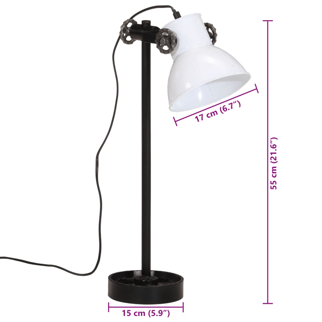 Lampe de bureau 25 W blanche 15x15x55 cm E27