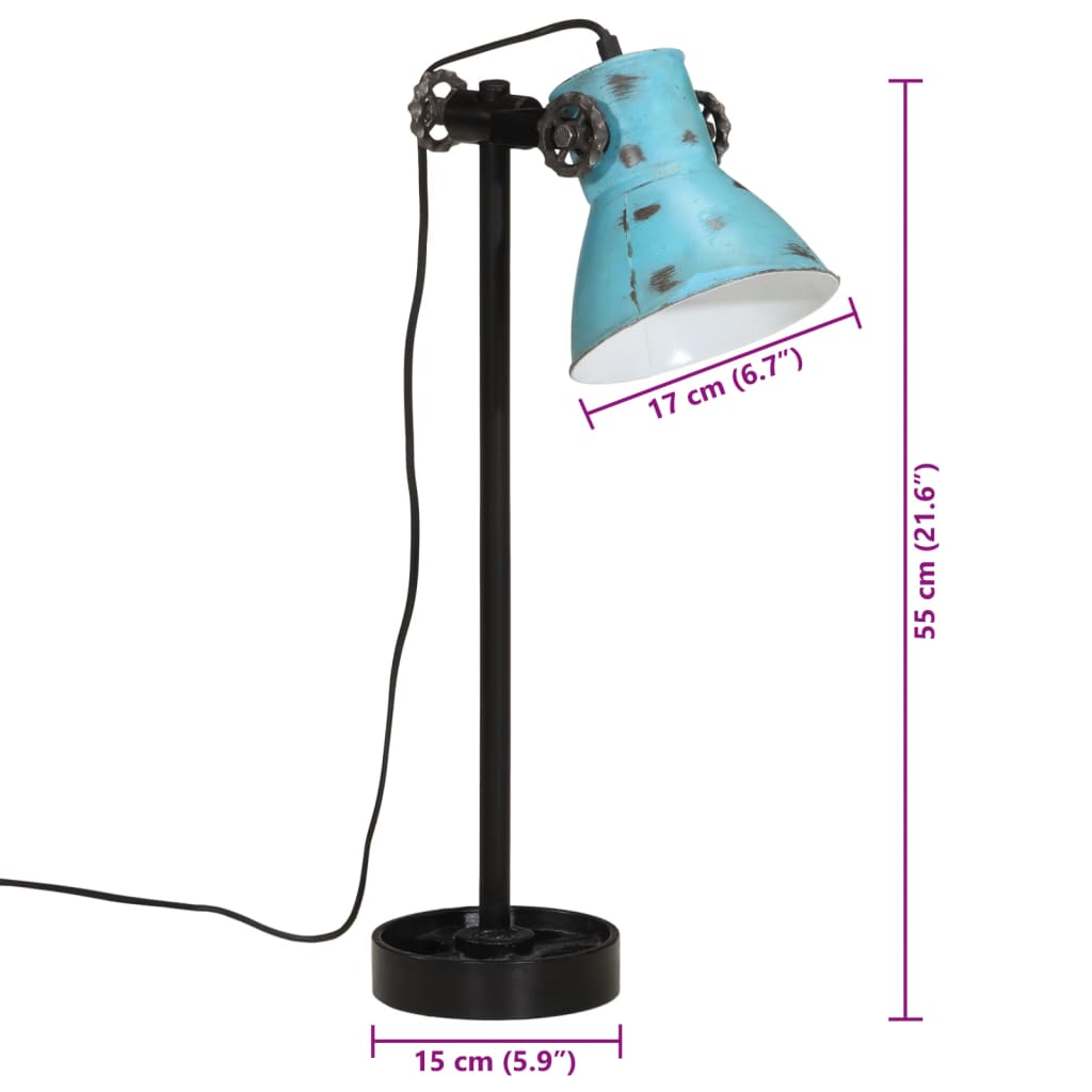 Lampe de bureau 25 W bleue 15x15x55 cm E27