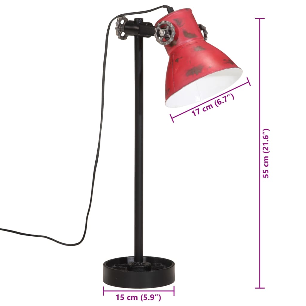 Lampe de bureau 25 W rouge 15x15x55 cm E27