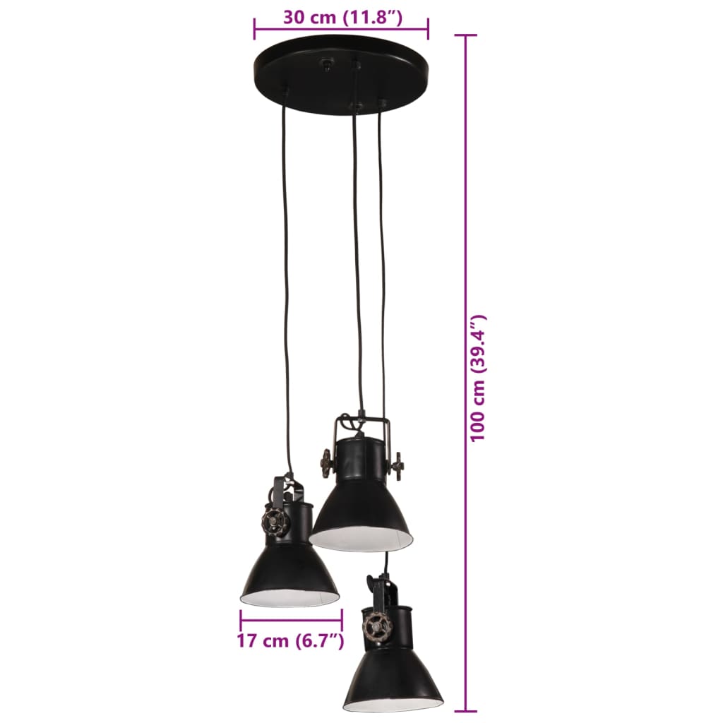 Lampe suspendue 25 W noire 30x30x100 cm E27