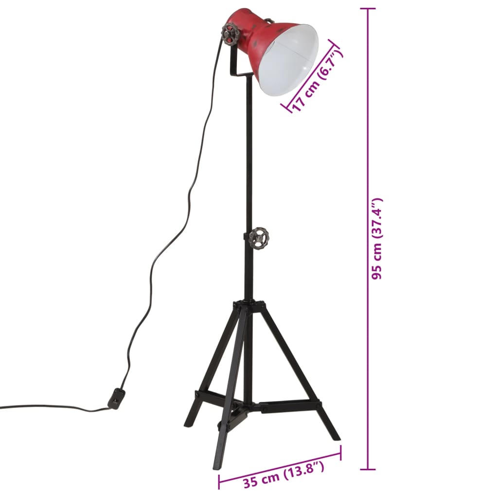 Lampadaire 25 W rouge 35x35x65/95 cm E27