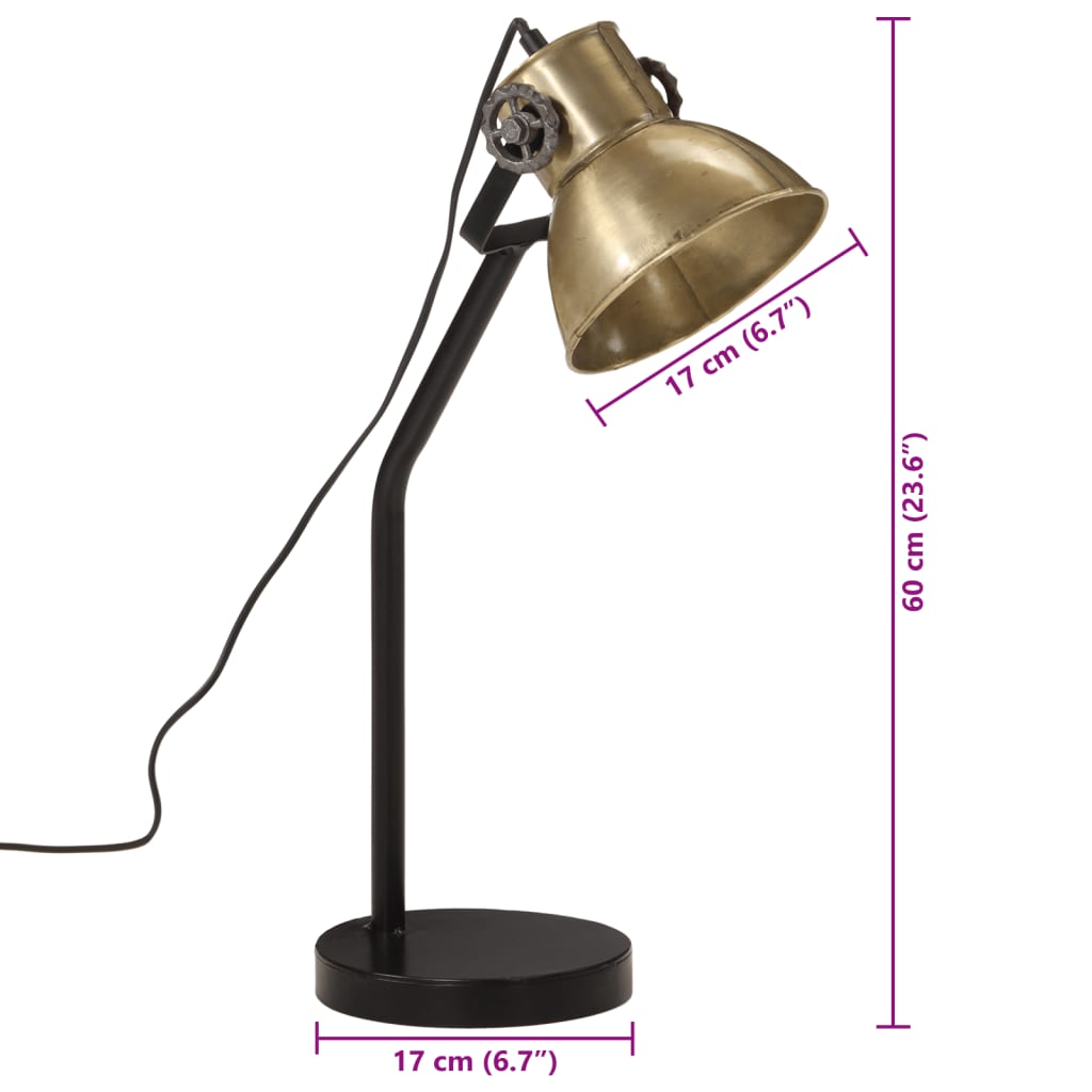 Lampe de bureau 25 W laiton antique 17x17x60 cm E27