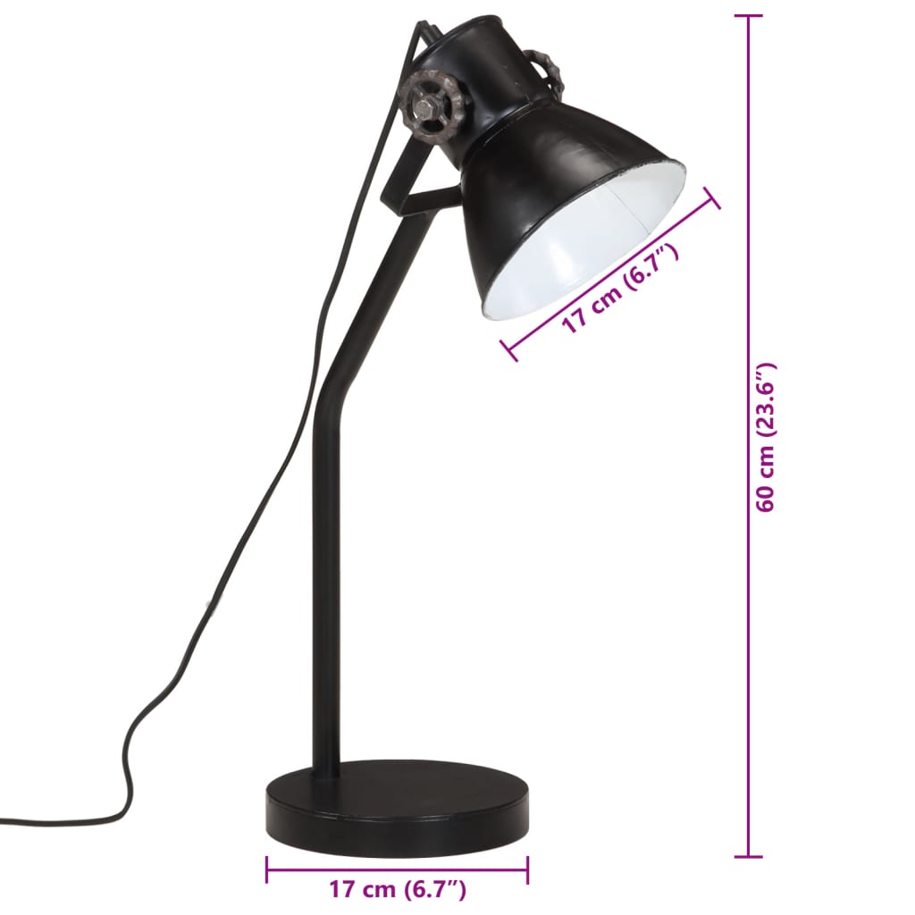 Lampe de bureau 25 W noire 17x17x60 cm E27