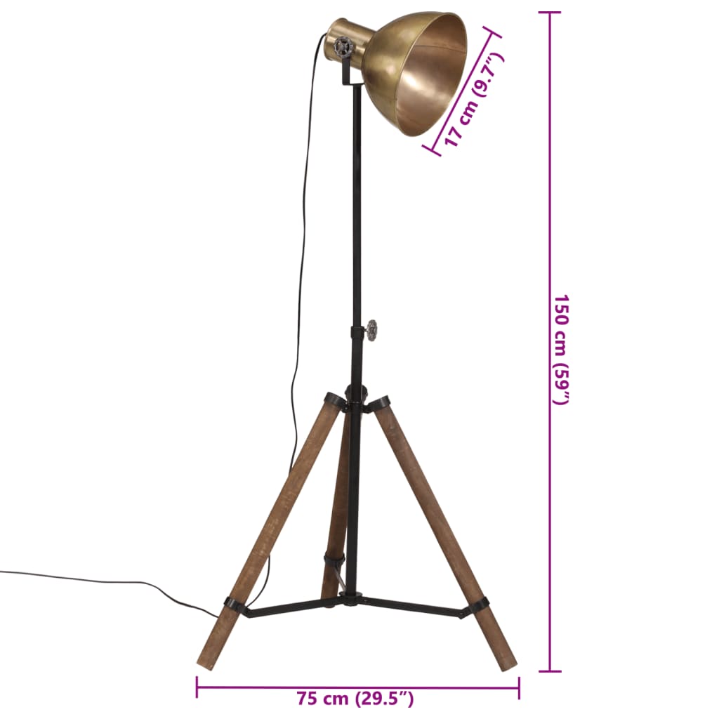 Lampadaire 25 W laiton antique 75x75x90-150 cm E27