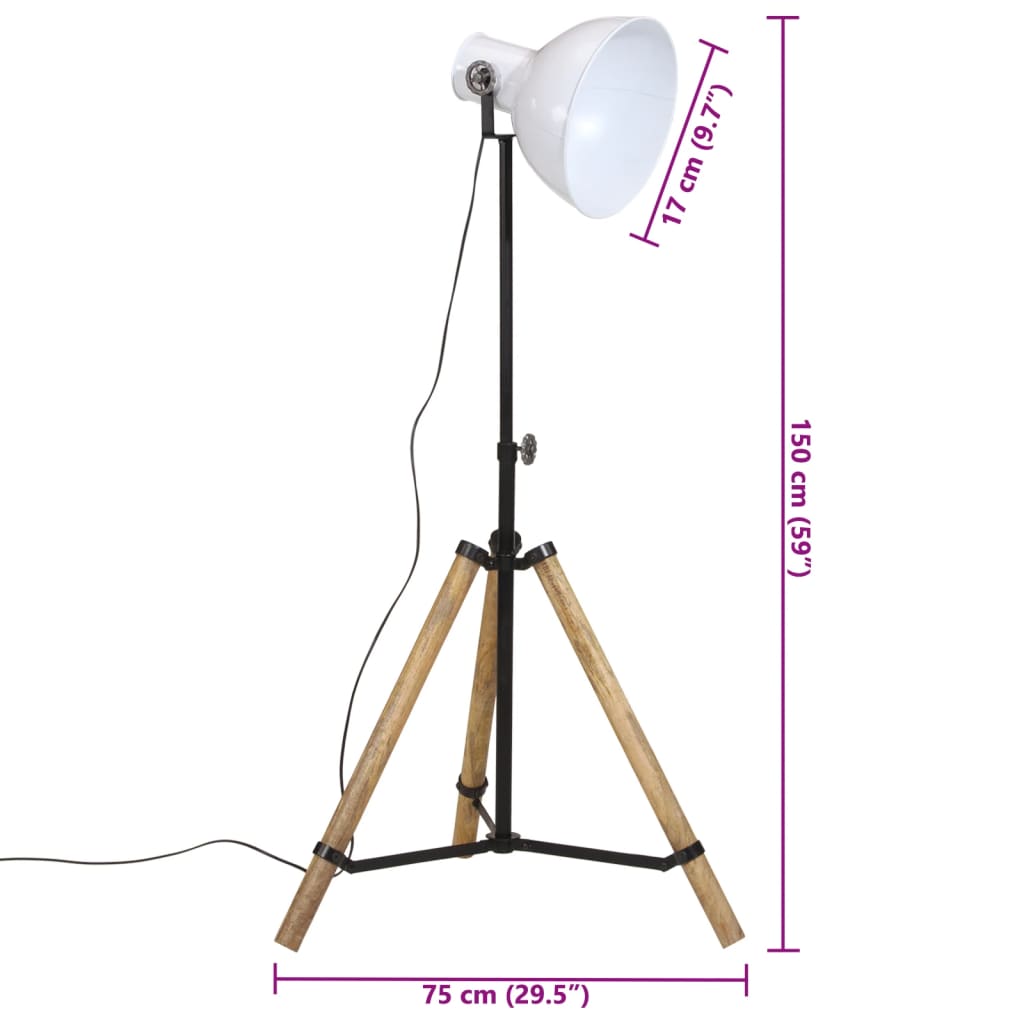 Lampadaire 25 W blanc 75x75x90-150 cm E27