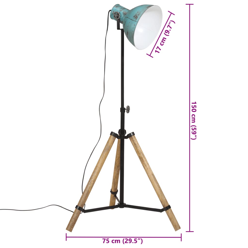 Lampadaire 25 W bleu 75x75x90-150 cm E27