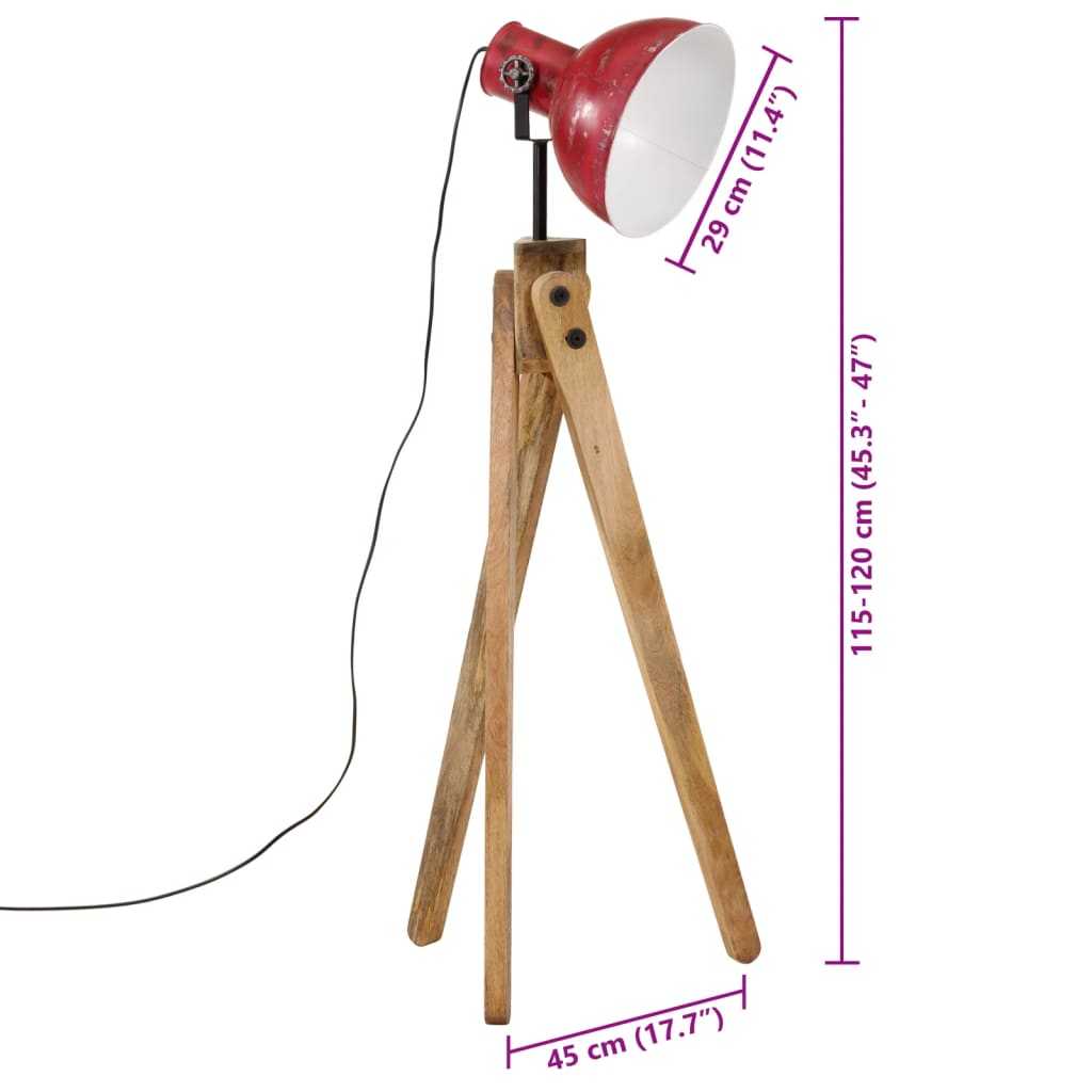 Lampadaire 25 W rouge 45x45x120 cm E27