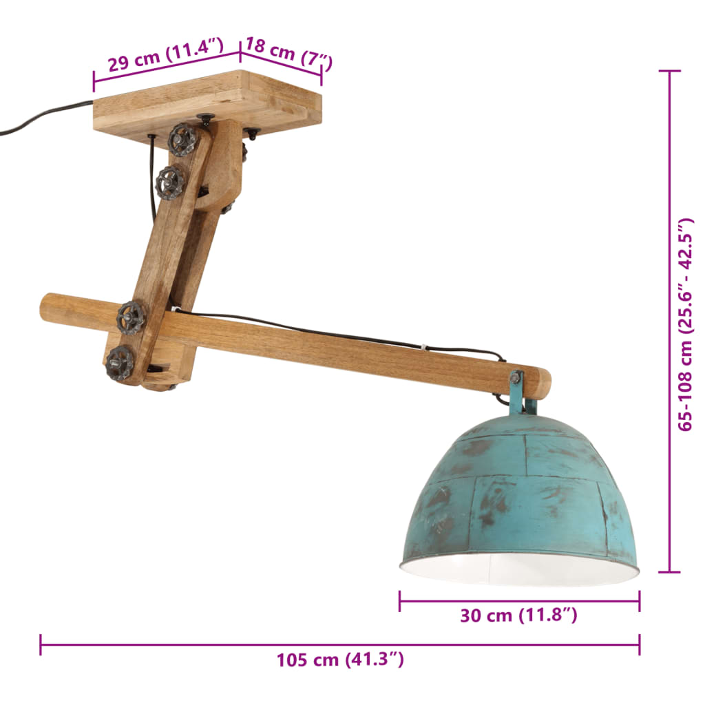 Plafonnier 25 W bleu 105x30x65-108 cm E27