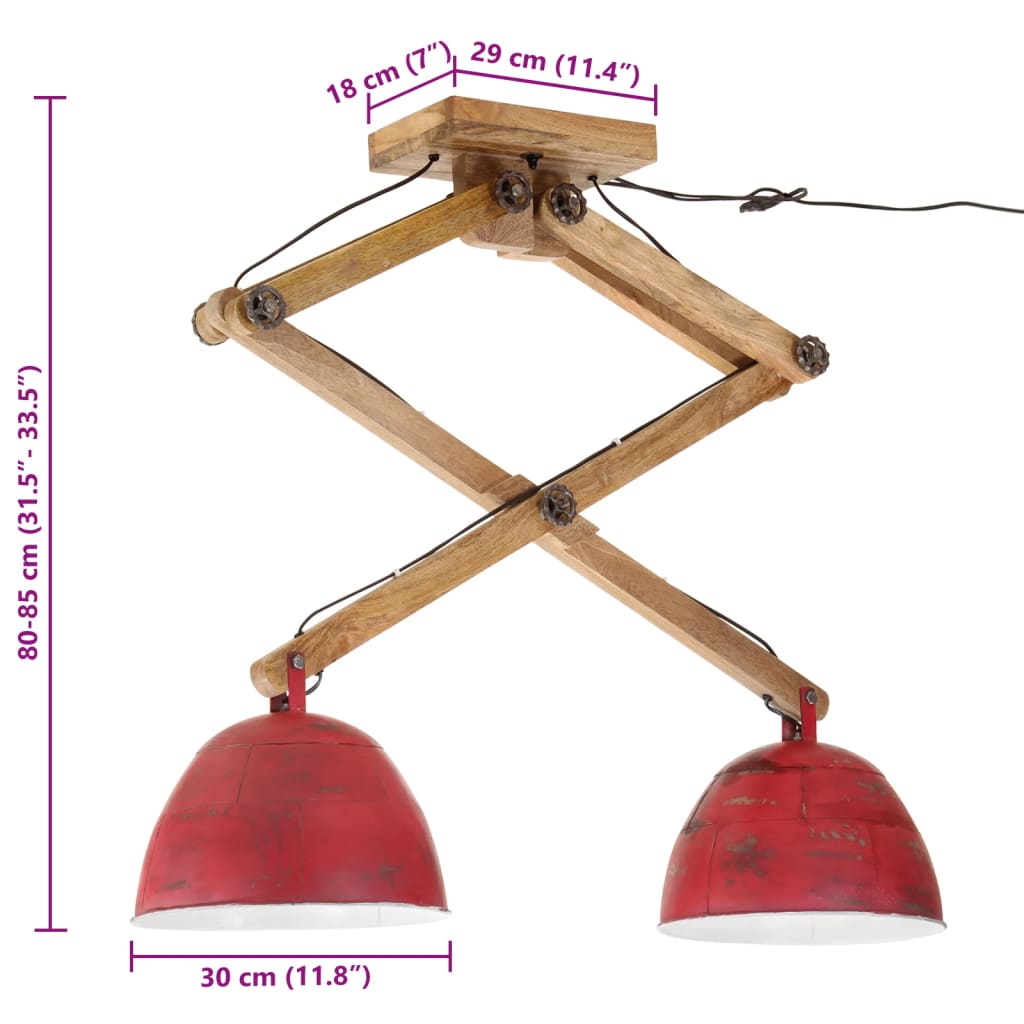 Plafonnier 25 W rouge 29x18x85 cm E27