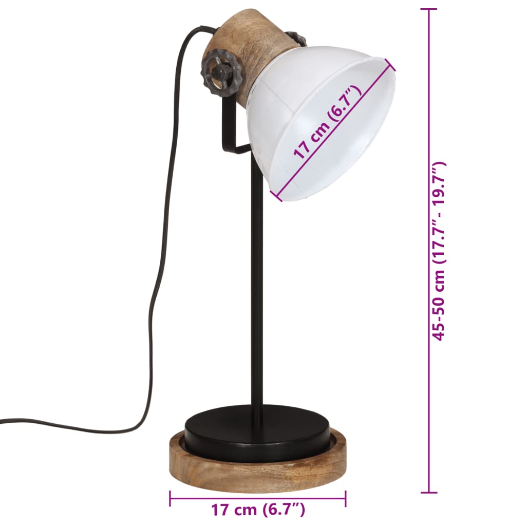 Lampe de bureau 25 W blanche 17x17x50 cm E27