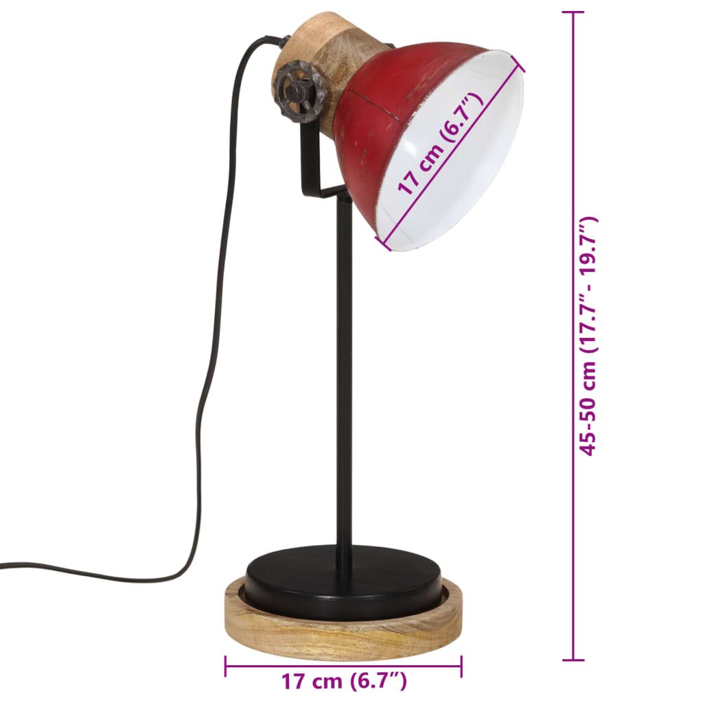 Lampe de bureau 25 W rouge 17x17x50 cm E27