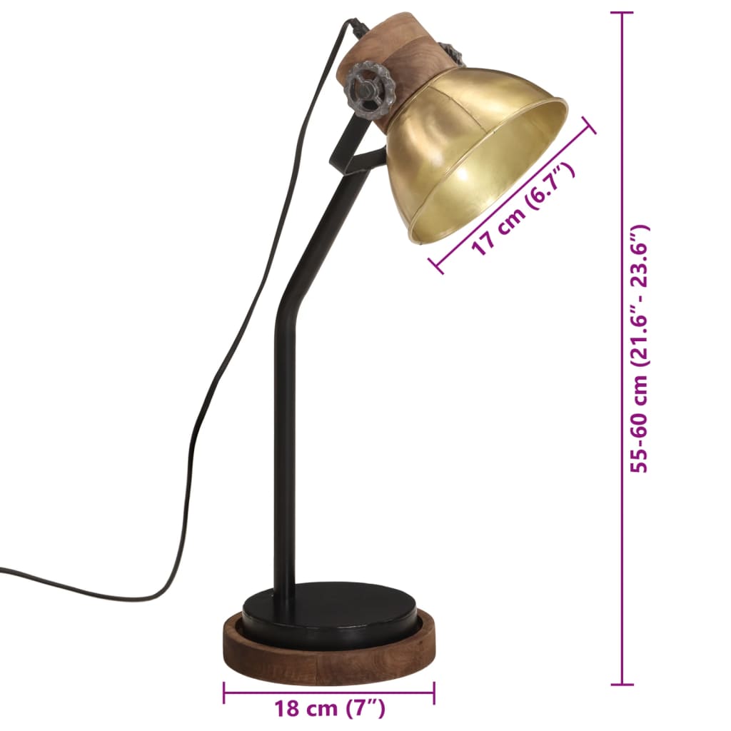 Lampe de bureau 25 W laiton antique 18x18x60 cm E27