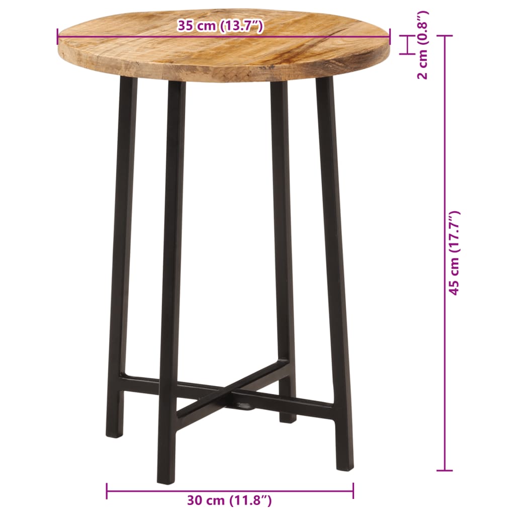 Table basse 35x35x45 cm en manguier massif et fer