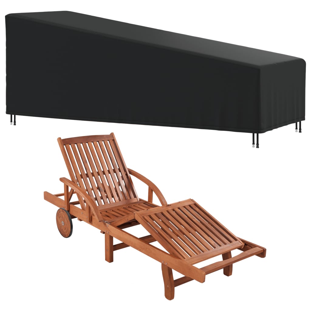 Housse de bain de soleil noir 210x80x45/75 cm 420D Oxford