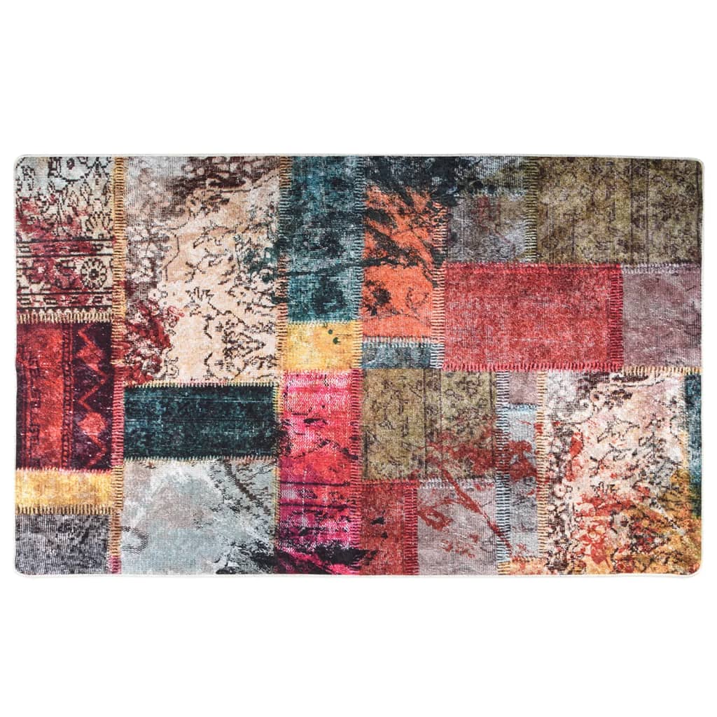 Tapis Patchwork Lavable Multicolore 120x170 cm Antidérapant