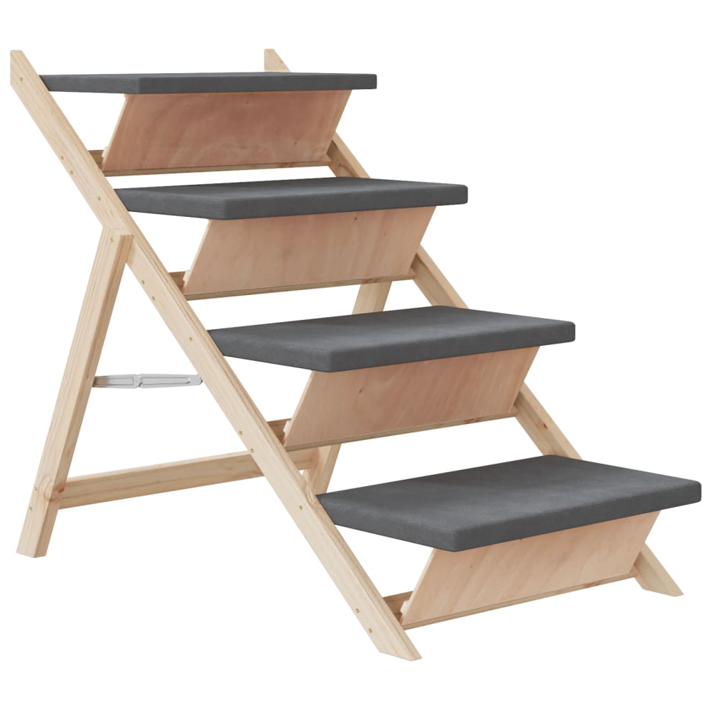 Dog stairs grey 105x47 cm solid fir wood