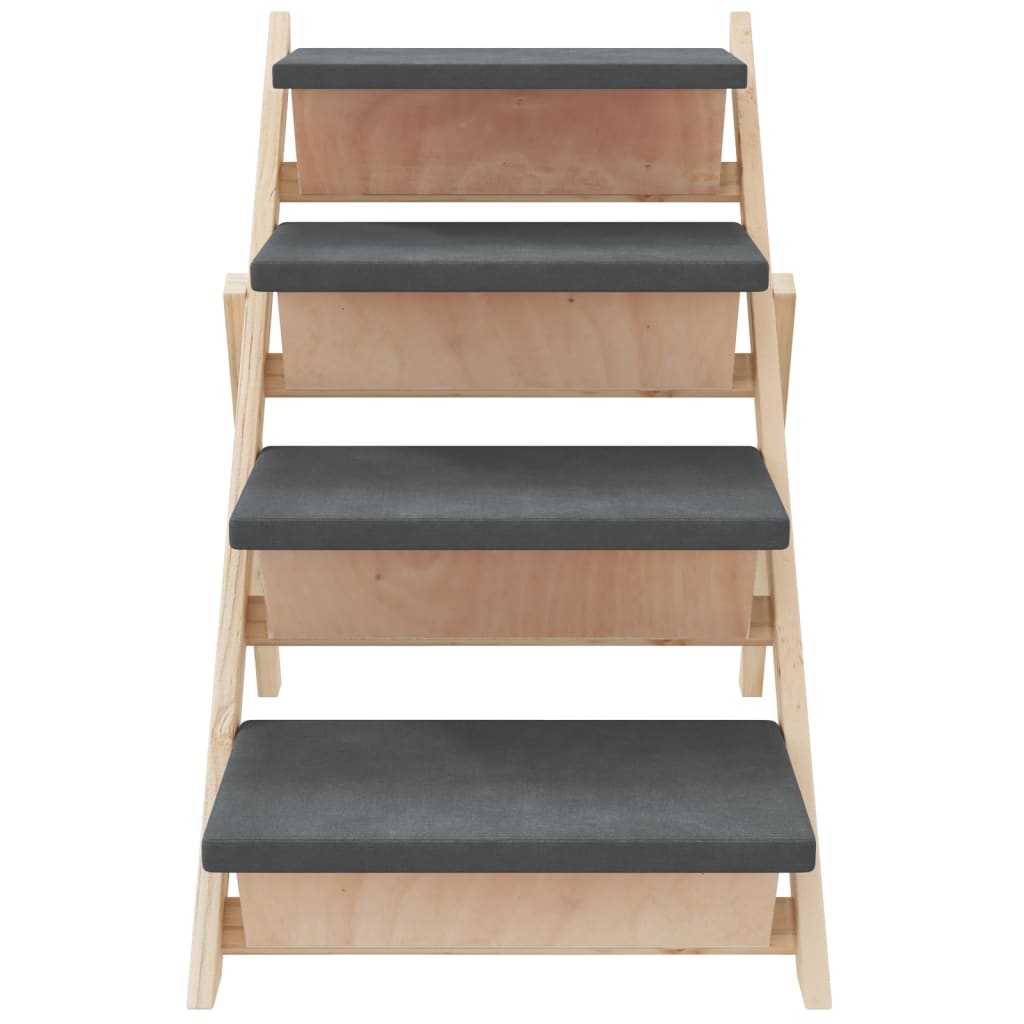 Dog stairs grey 105x47 cm solid fir wood