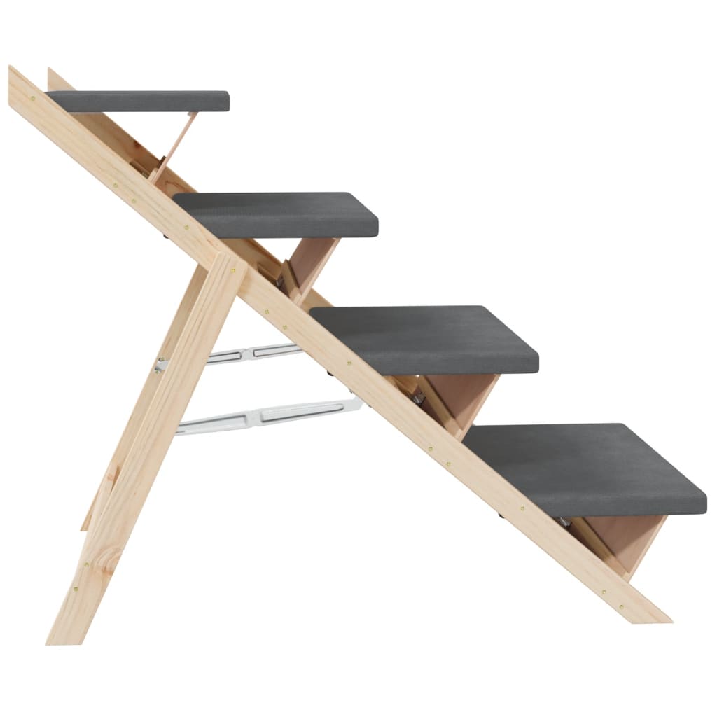 Dog stairs grey 105x47 cm solid fir wood