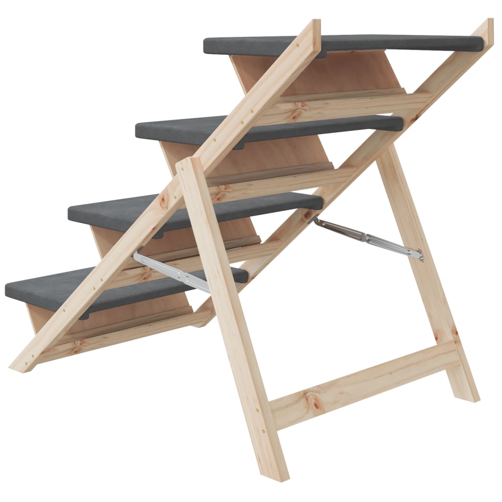 Dog stairs grey 105x47 cm solid fir wood