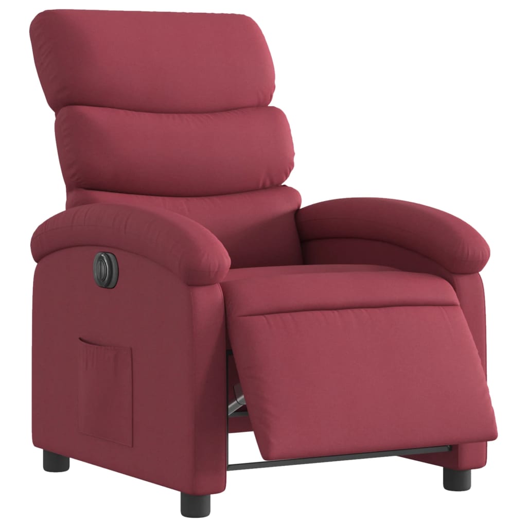Electric recliner chair wine red fabric