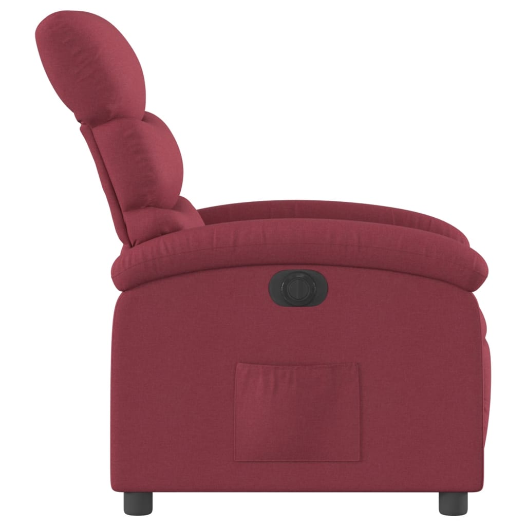 Electric recliner chair wine red fabric