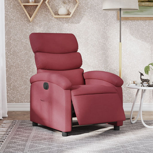 Electric recliner chair wine red fabric