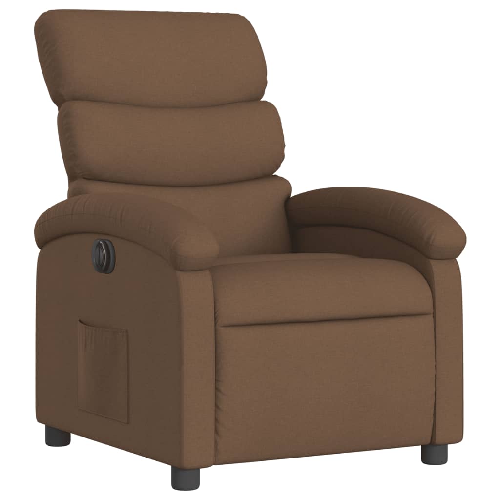 Electric recliner chair brown fabric