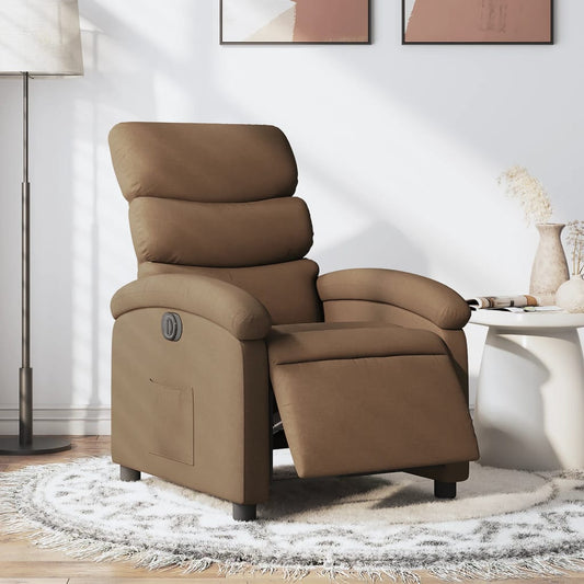 Electric recliner chair brown fabric