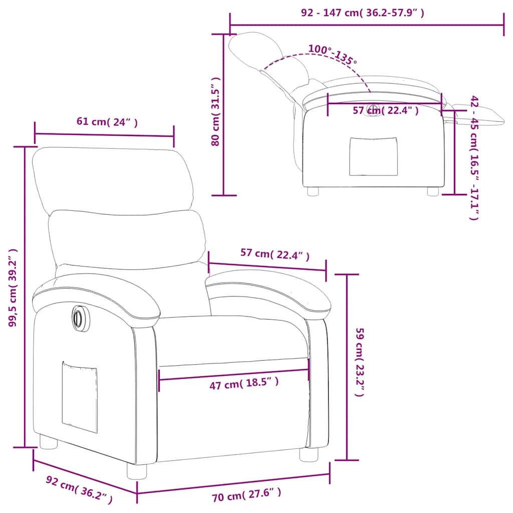 Relaxsessel Elektrisch Creme Stoff