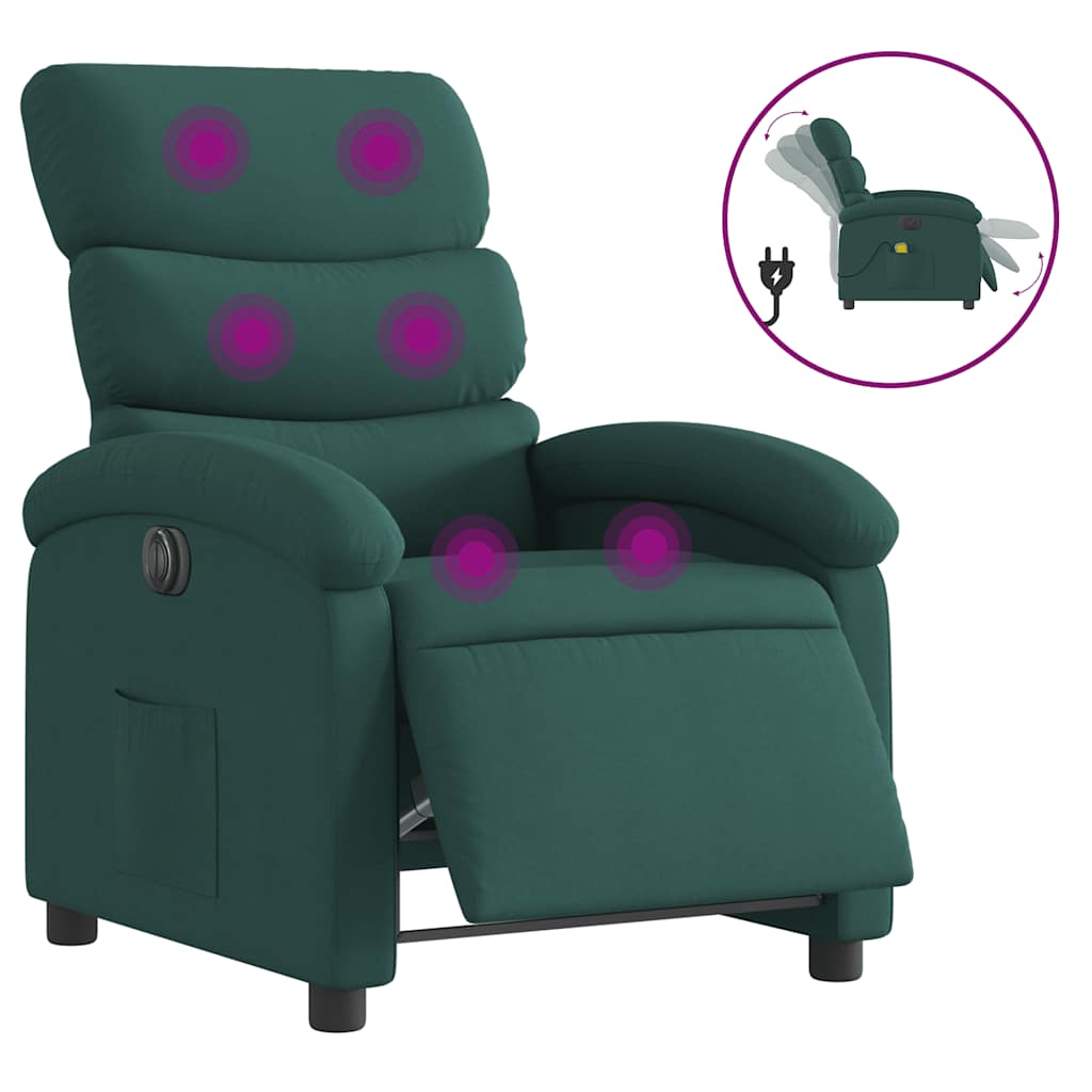 Fauteuil de massage électrique en tissu vert foncé