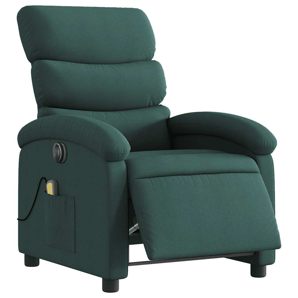 Fauteuil de massage électrique en tissu vert foncé