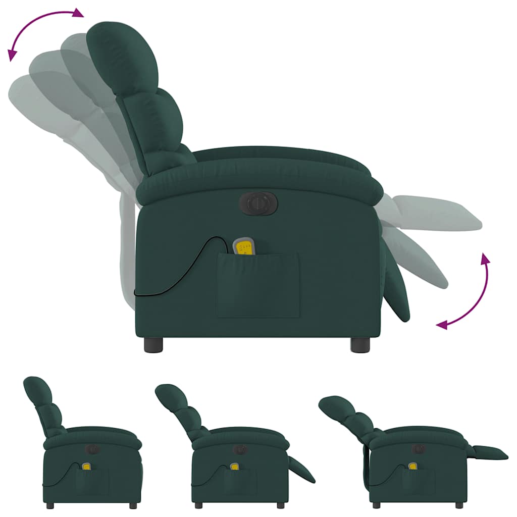 Fauteuil de massage électrique en tissu vert foncé