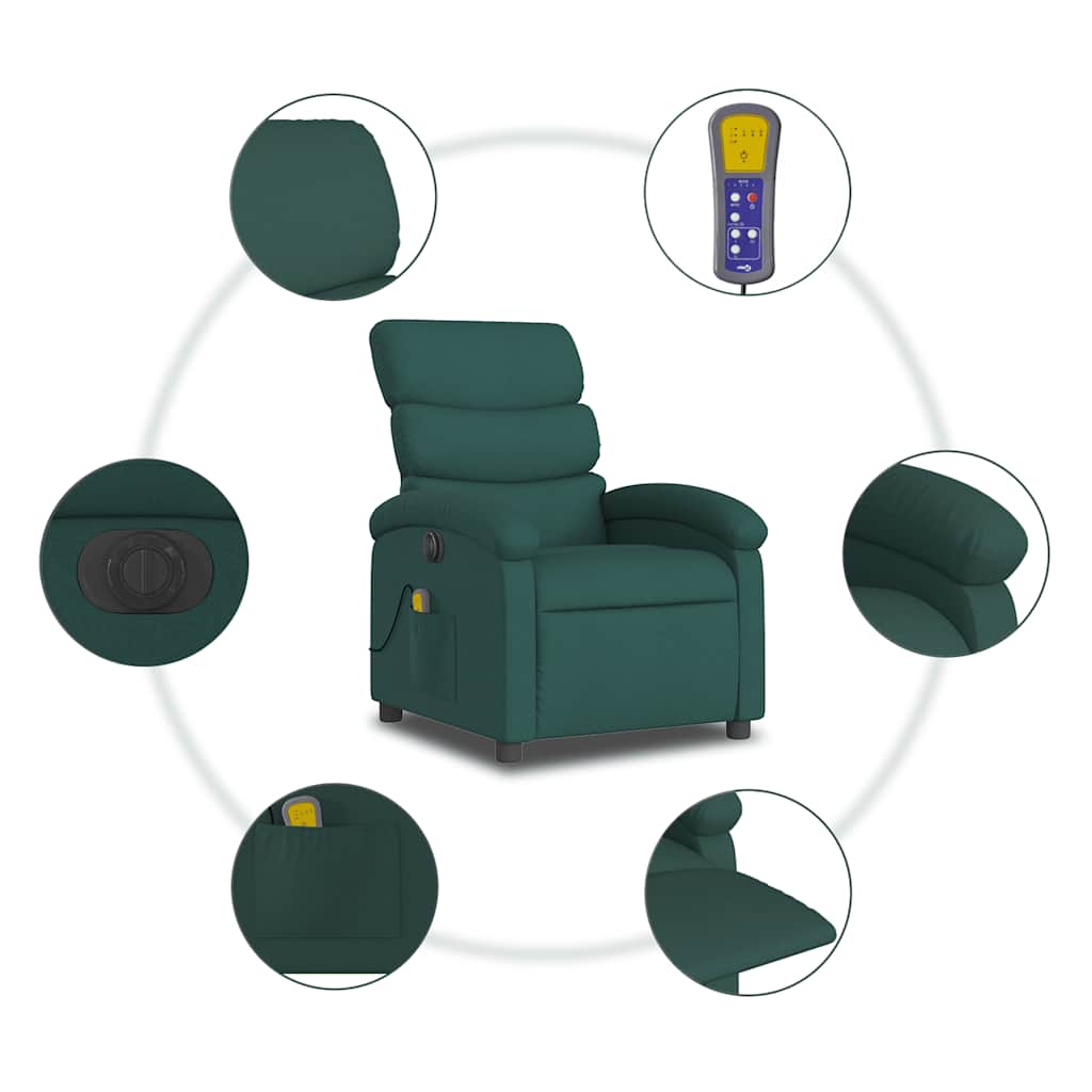 Fauteuil de massage électrique en tissu vert foncé