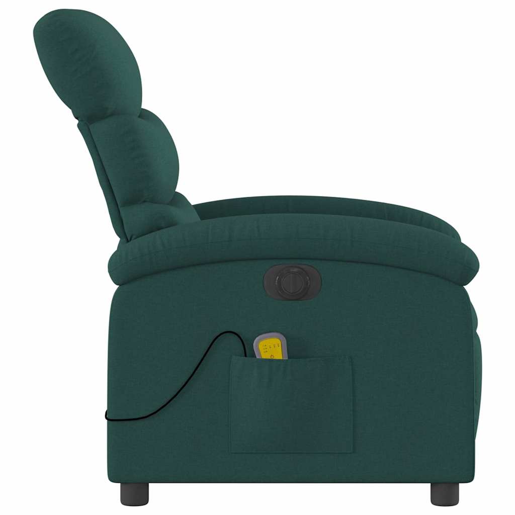 Fauteuil de massage électrique en tissu vert foncé