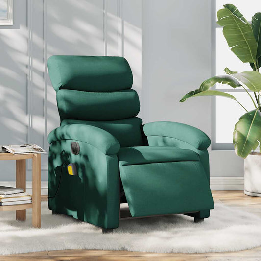 Fauteuil de massage électrique en tissu vert foncé