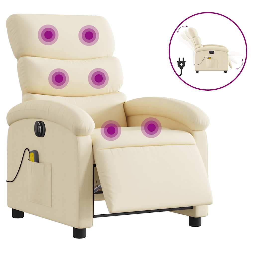 Electric Massage Chair Cream Fabric