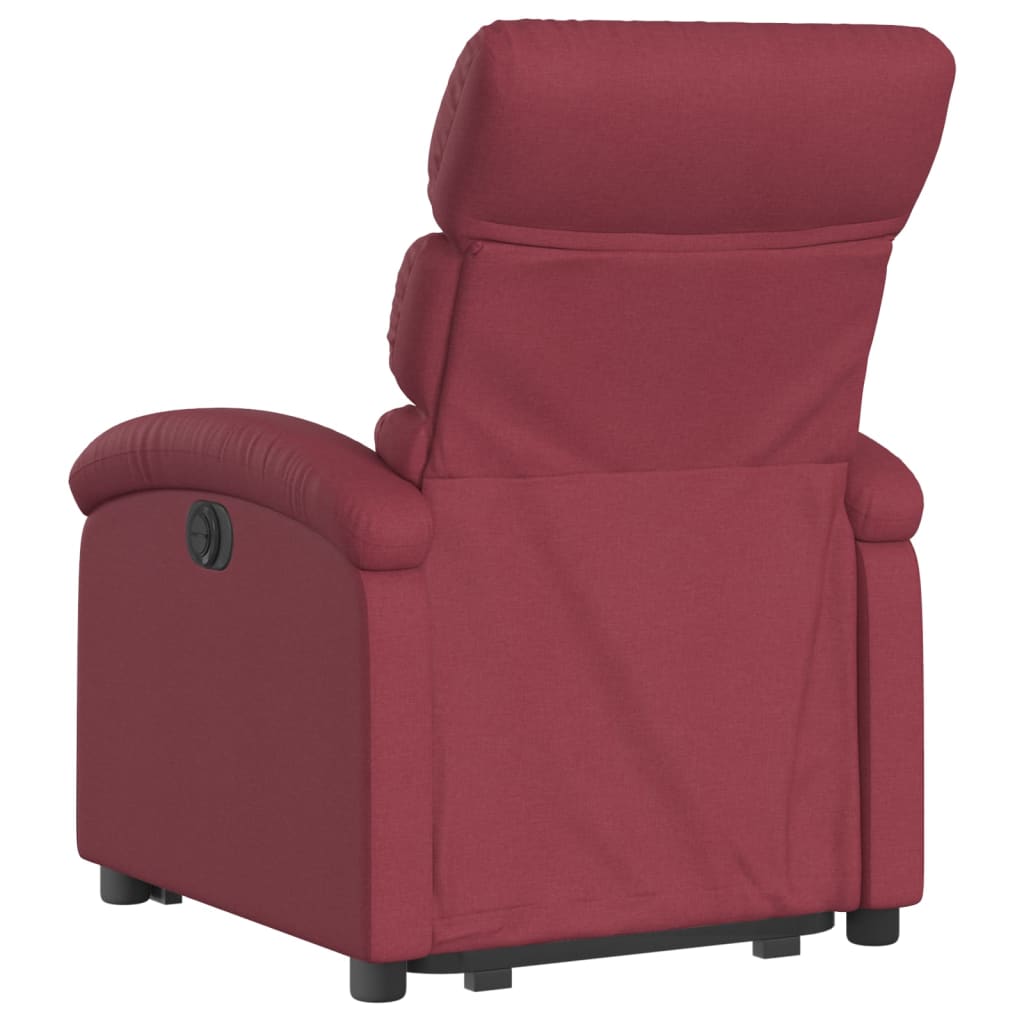 Fauteuil relax avec aide à la verticalisation en tissu rouge vin
