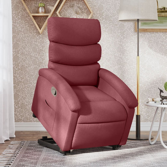 Fauteuil relax avec aide à la verticalisation en tissu rouge vin