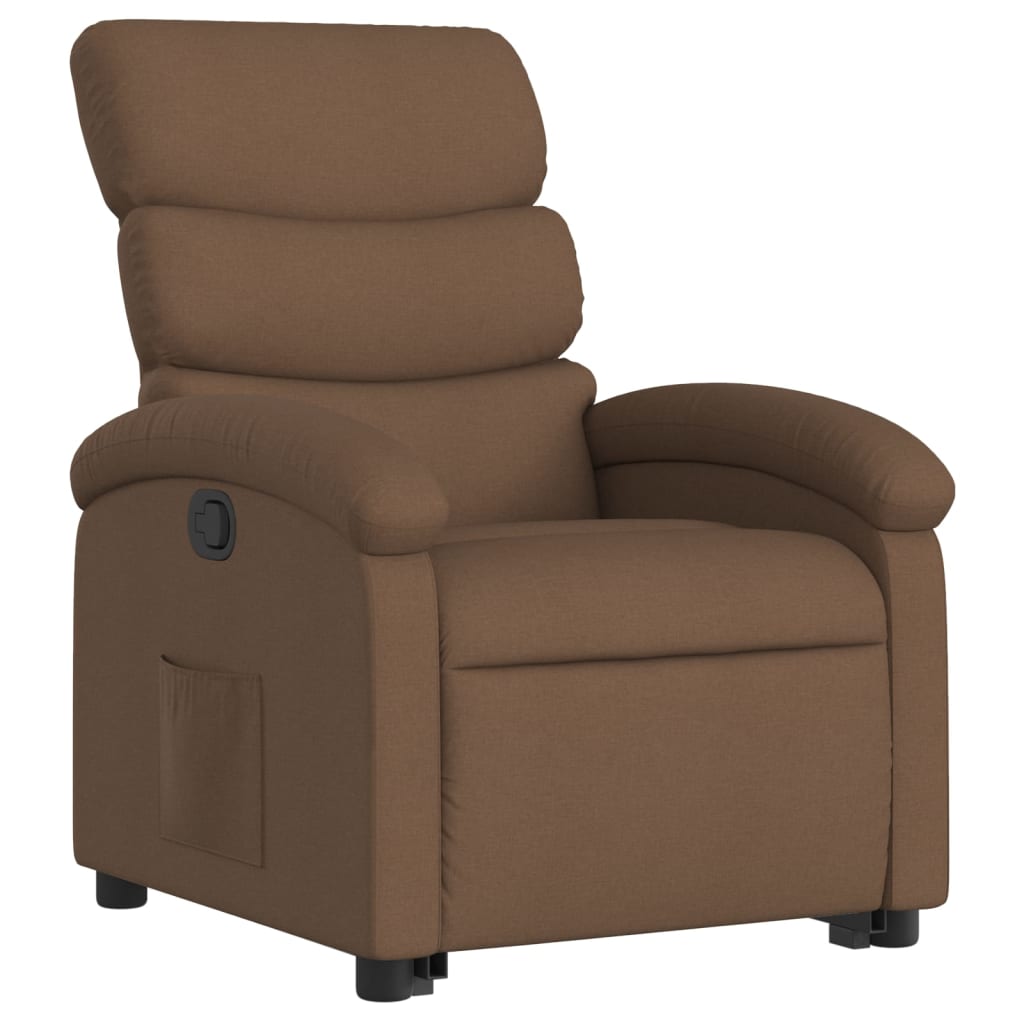 Recliner chair with stand-up aid brown fabric